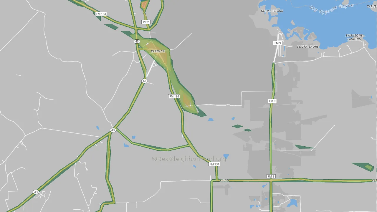 75661, TX Map of Noise Levels in 75661