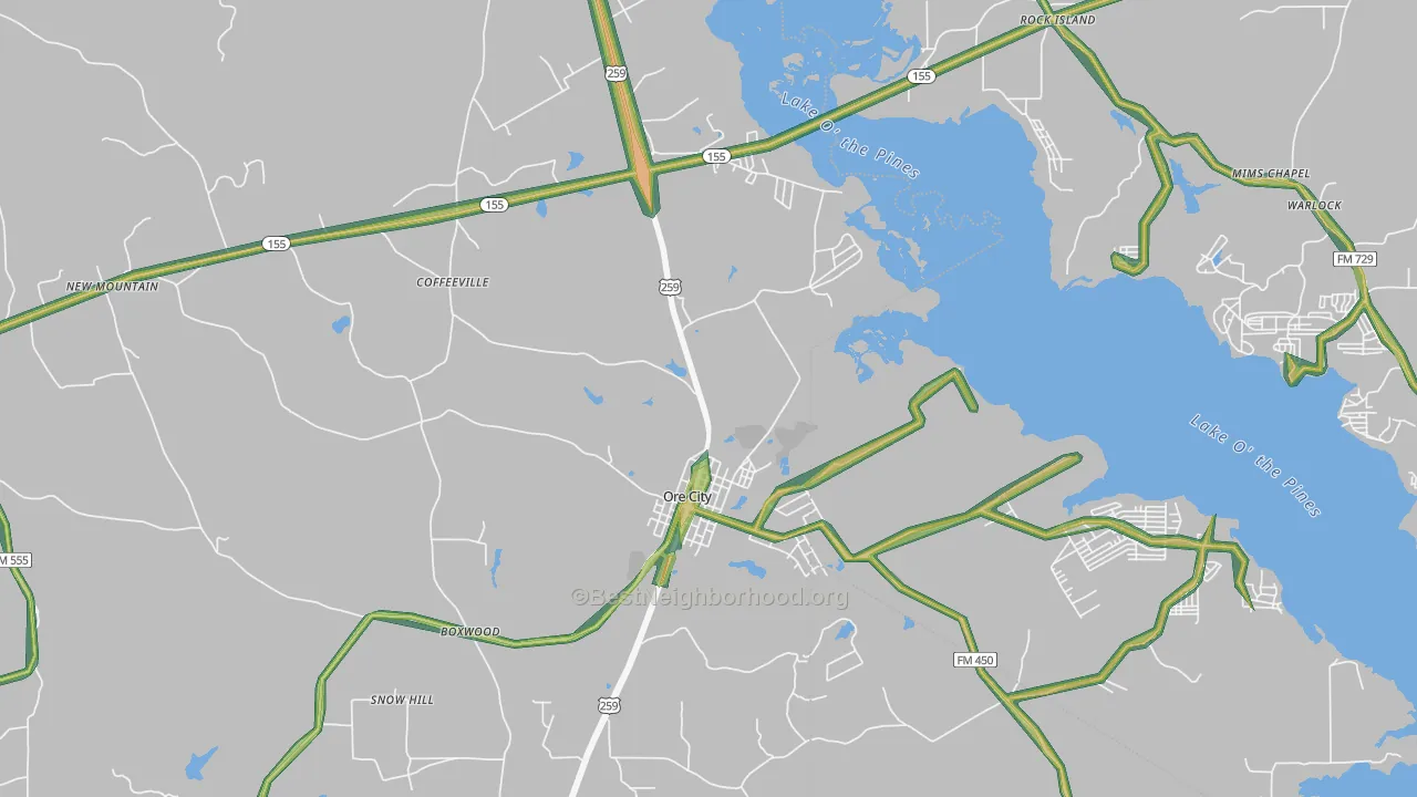 75683, TX Map of Noise Levels in 75683
