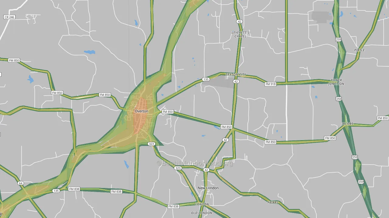 75684, TX Map of Noise Levels in 75684