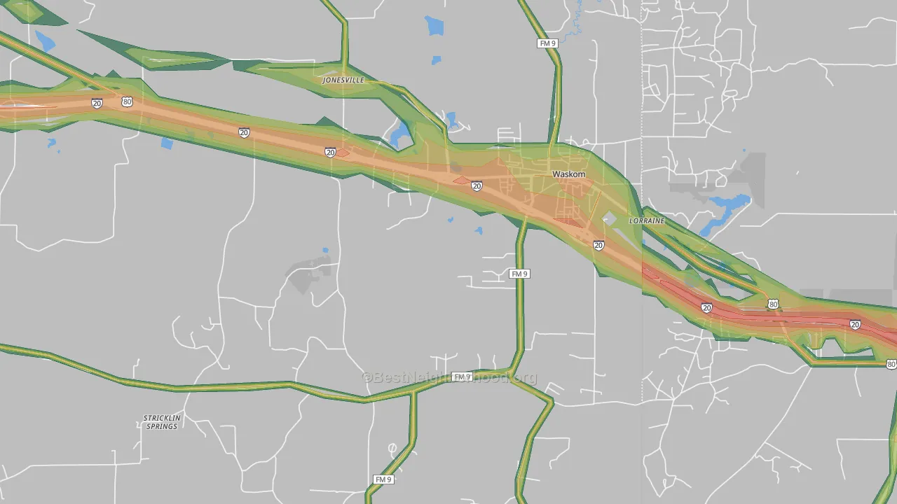 75692, TX Map of Noise Levels in 75692