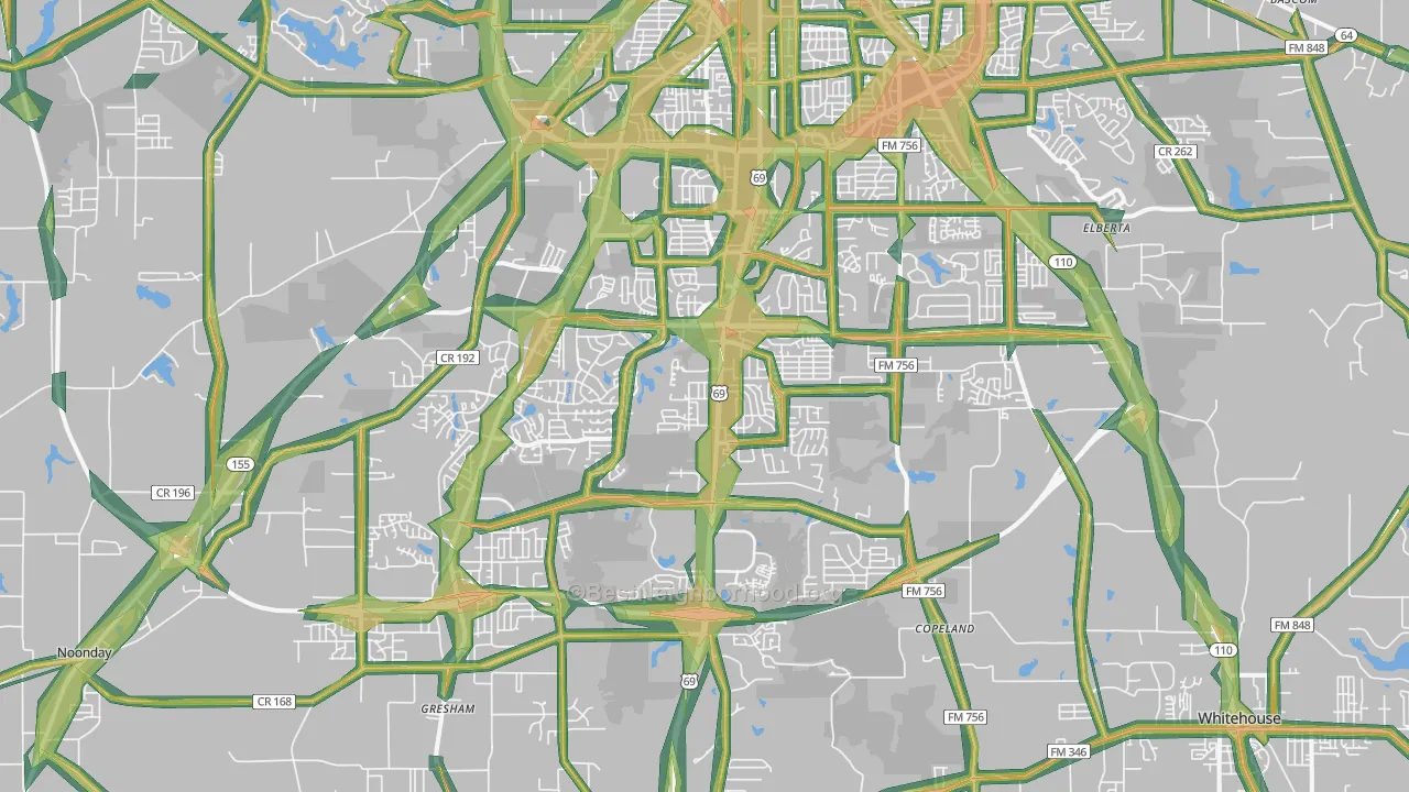 75703, TX Map of Noise Levels in 75703