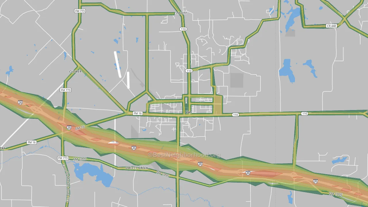 75790, TX Map of Noise Levels in 75790