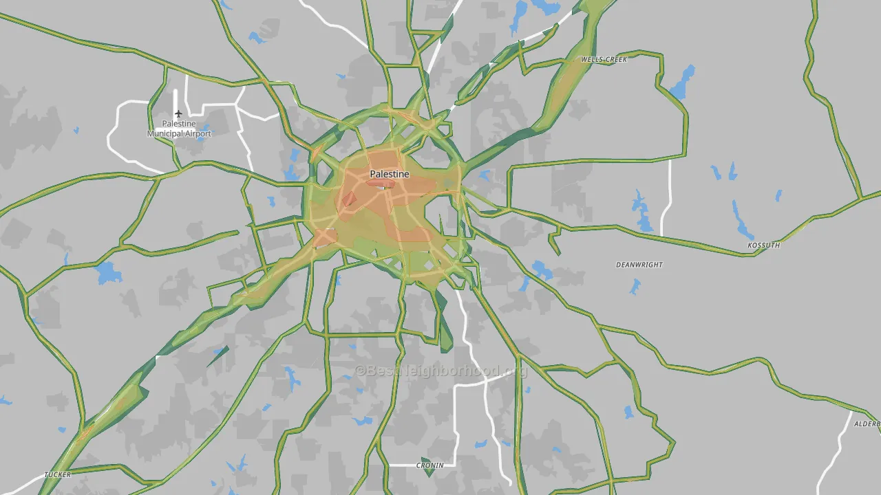 75801, TX Map of Noise Levels in 75801