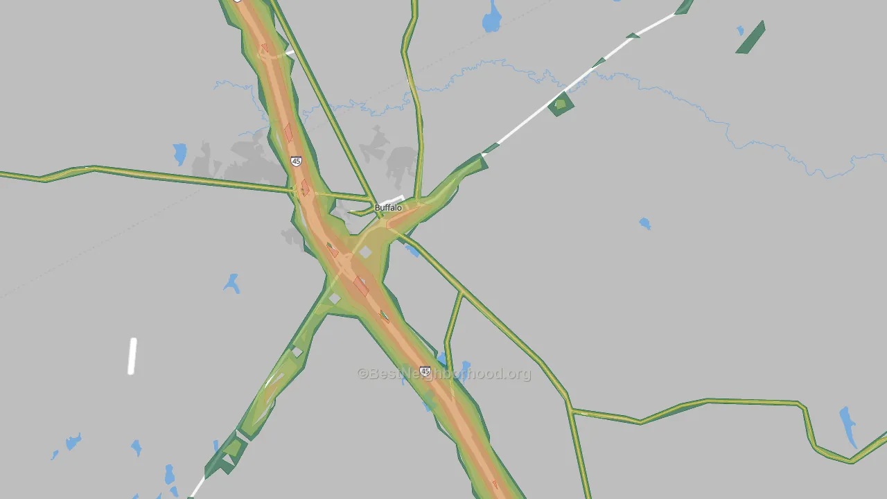 75831, TX Map of Noise Levels in 75831