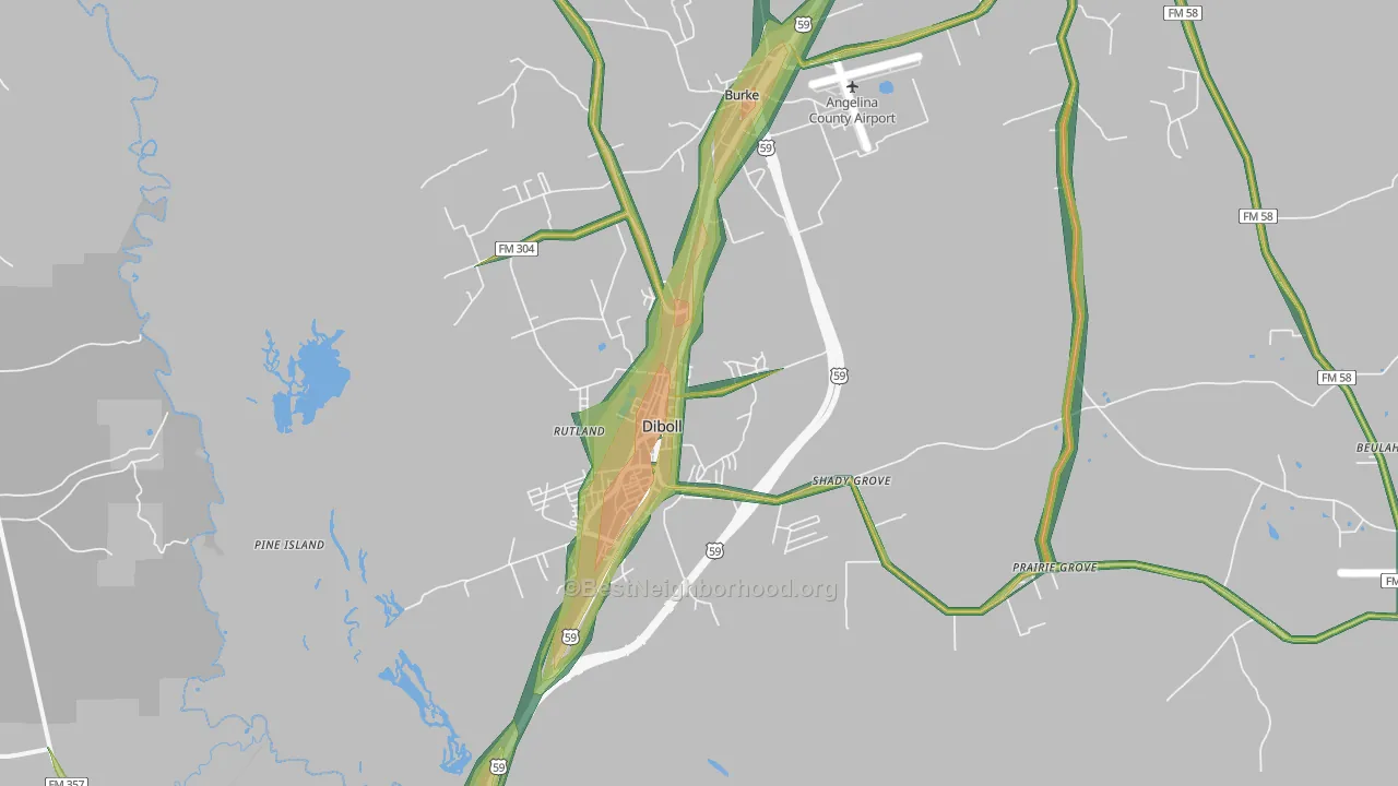 75941, TX Map of Noise Levels in 75941