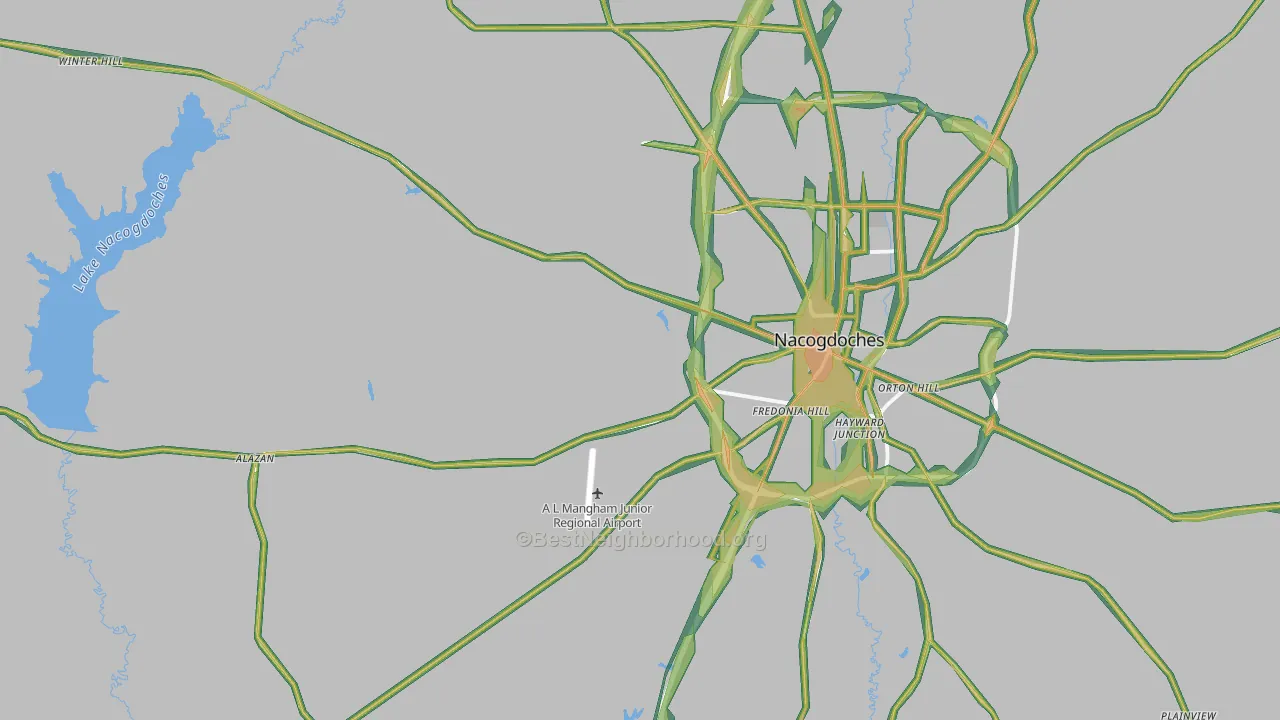75964, TX Map of Noise Levels in 75964