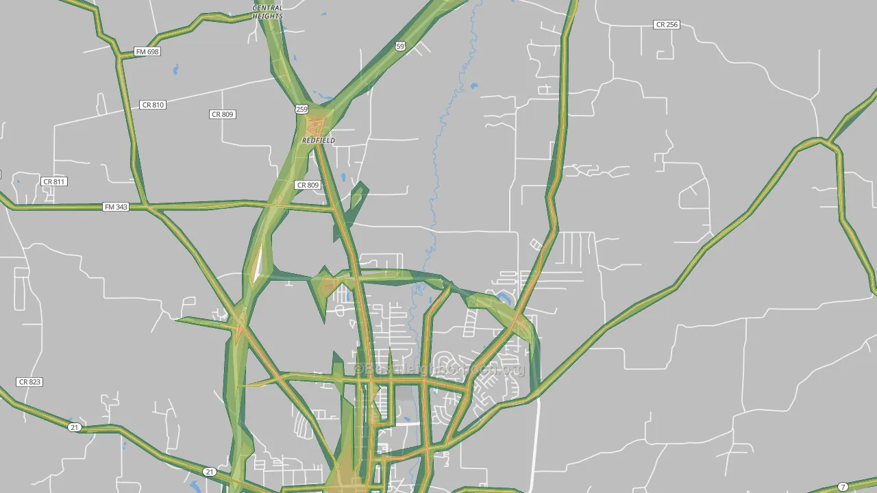 75965, TX Map of Noise Levels in 75965