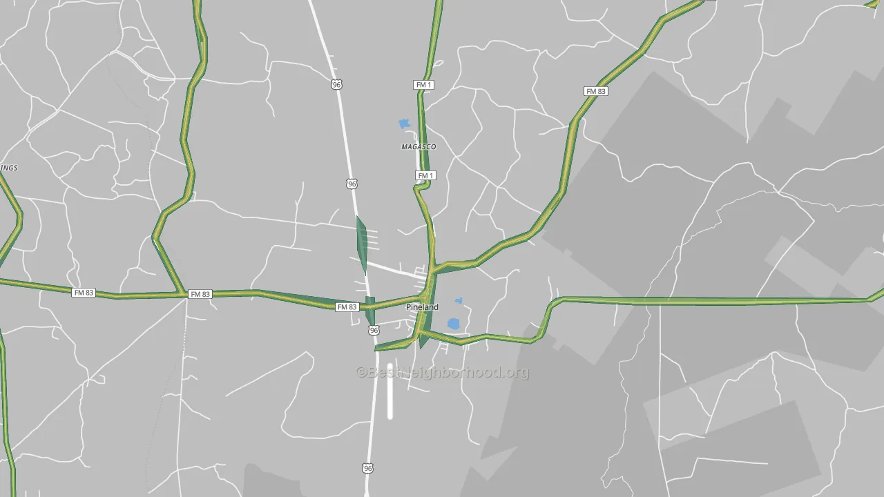 75968, TX Map of Noise Levels in 75968