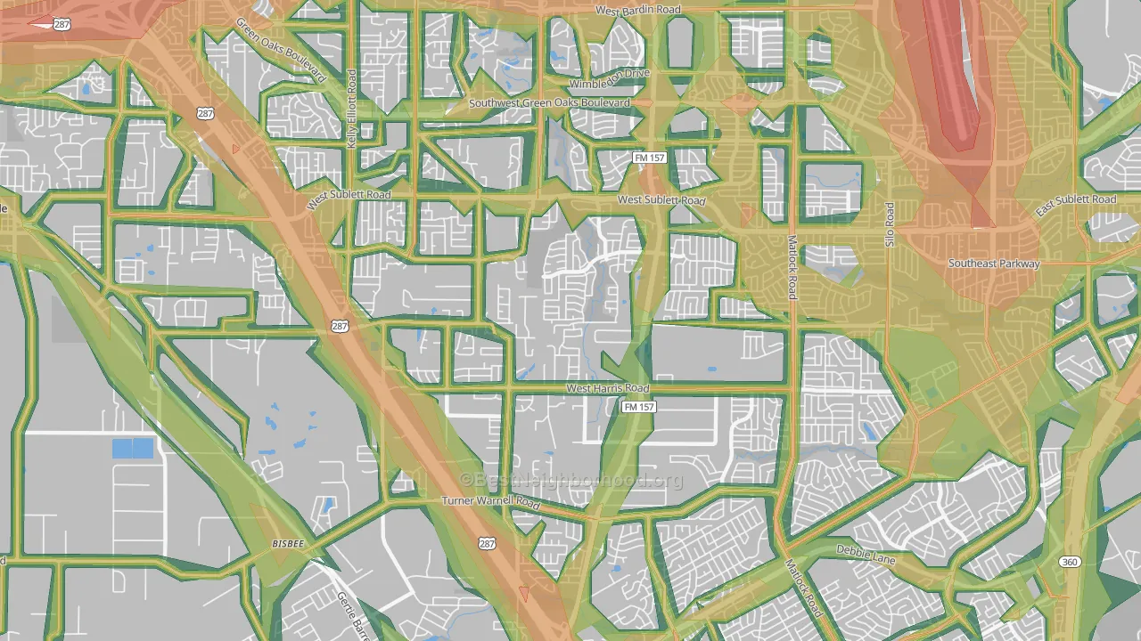 76001, TX Map of Noise Levels in 76001