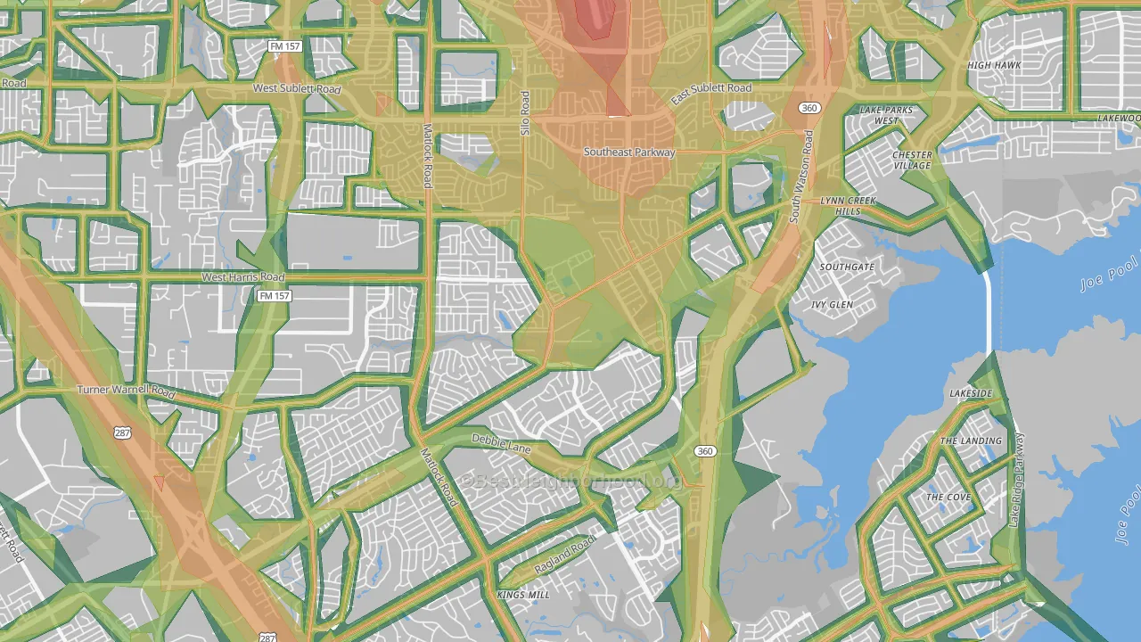 76002, TX Map of Noise Levels in 76002