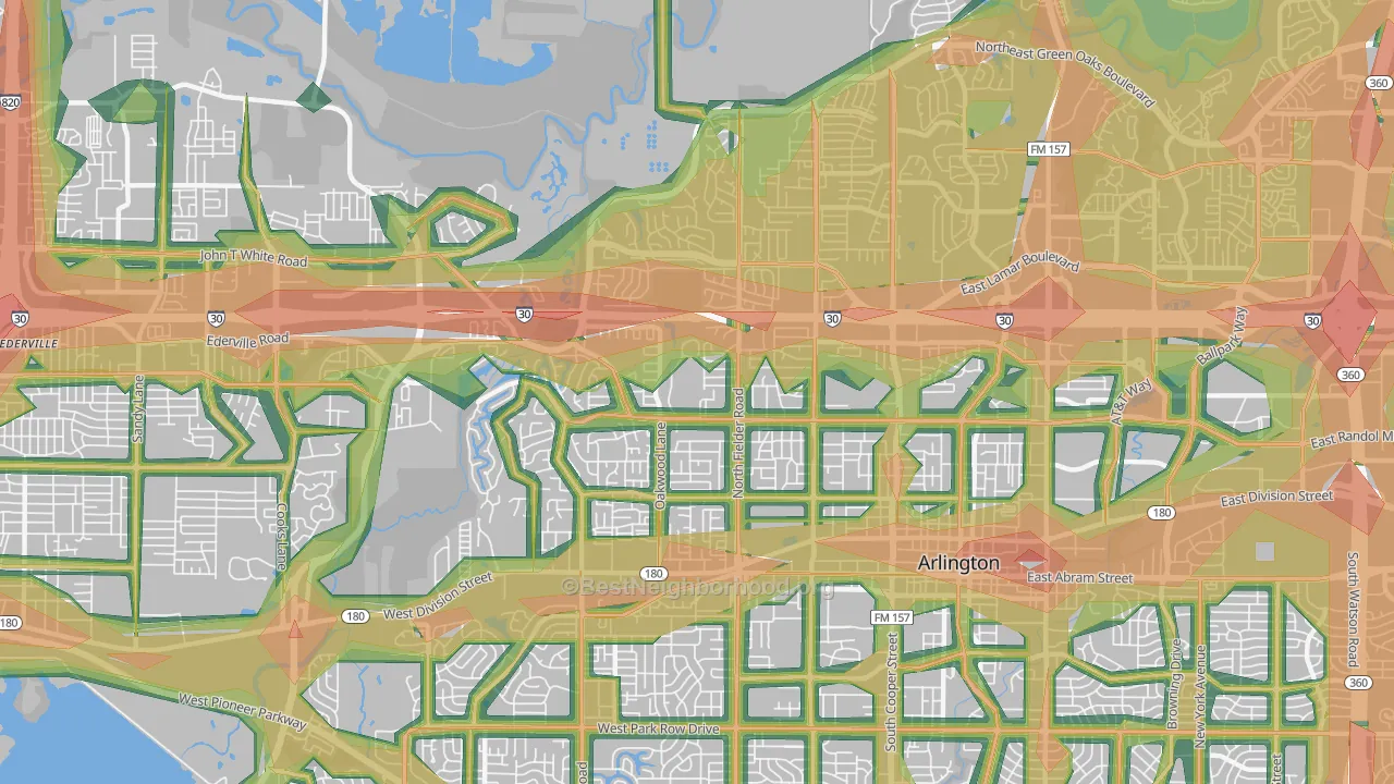 76012, TX Map of Noise Levels in 76012