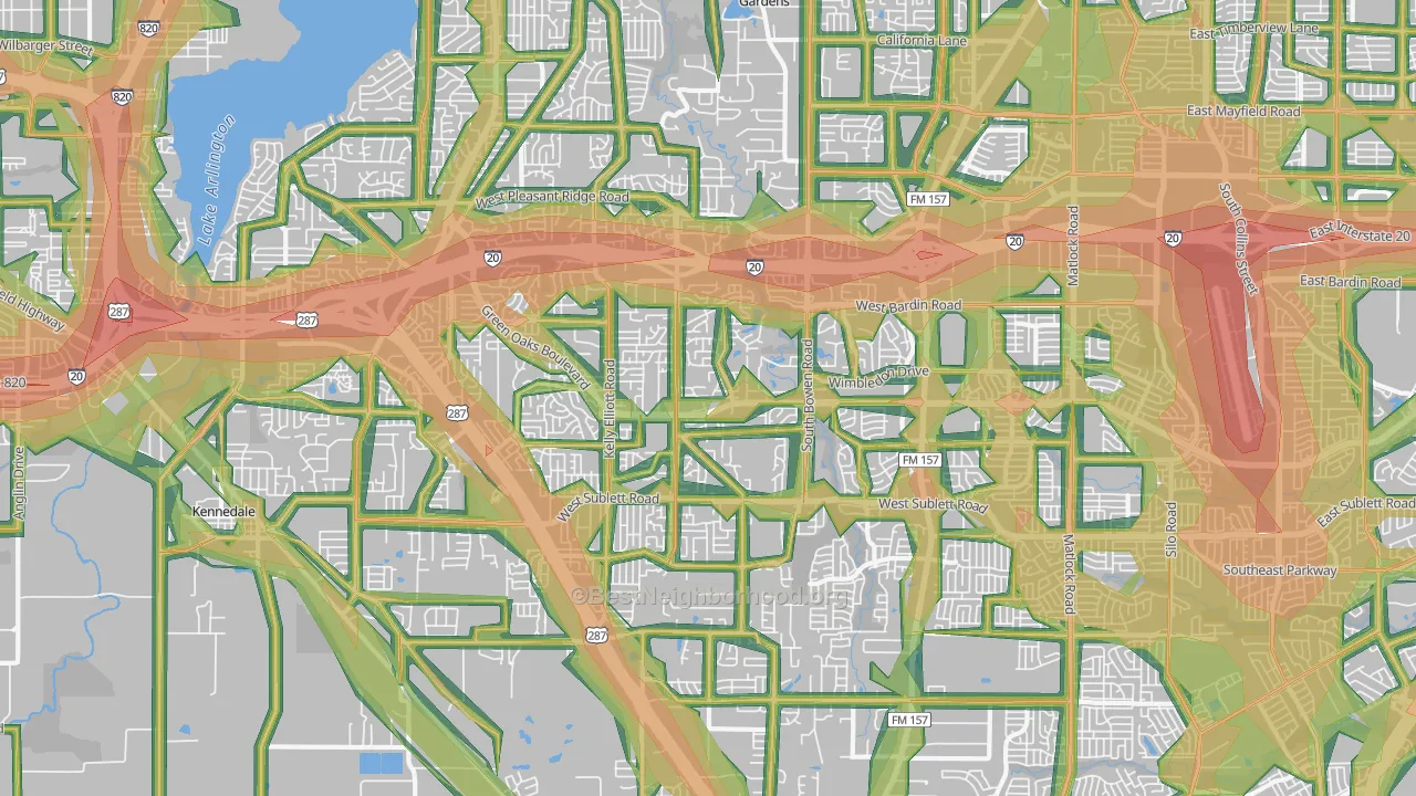 76017, TX Map of Noise Levels in 76017