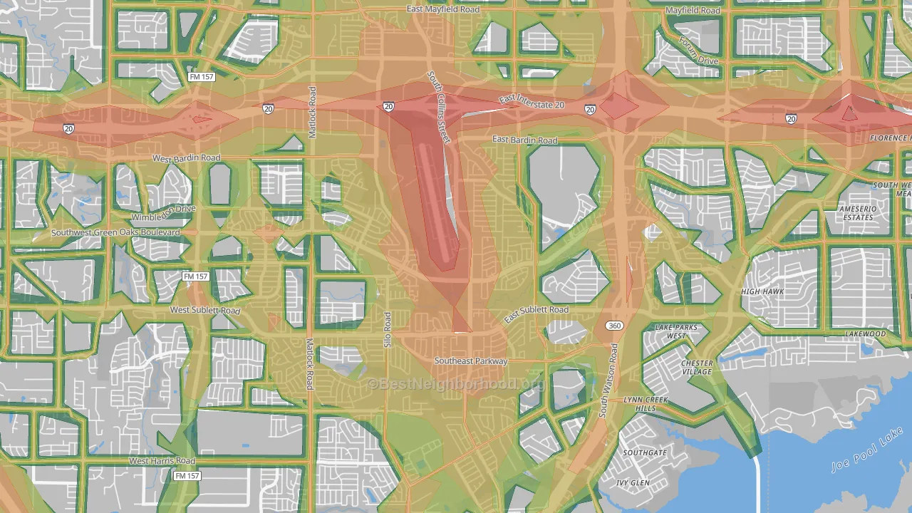 76018, TX Map of Noise Levels in 76018