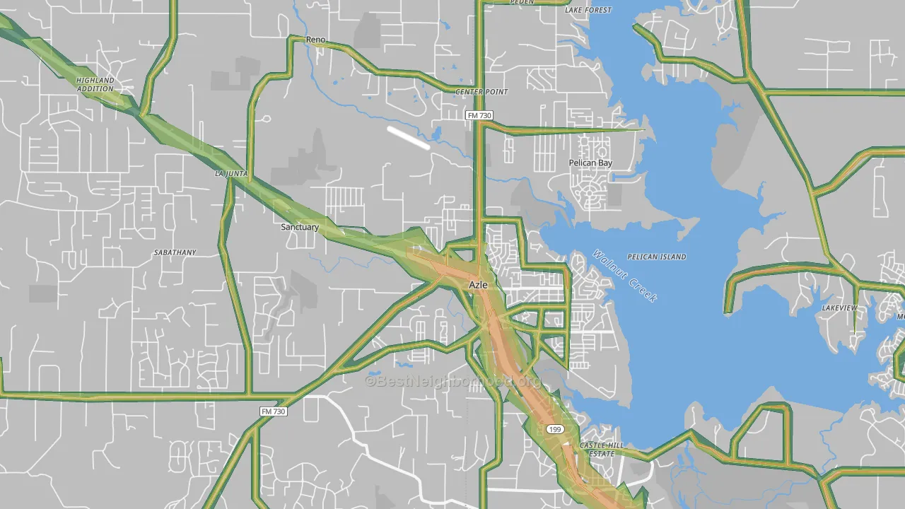 76020, TX Map of Noise Levels in 76020