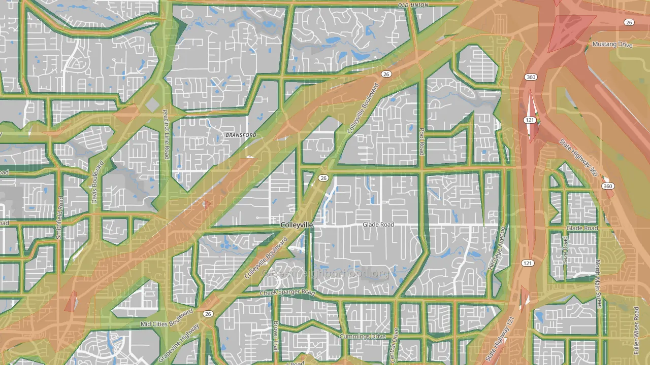 76034, TX Map of Noise Levels in 76034