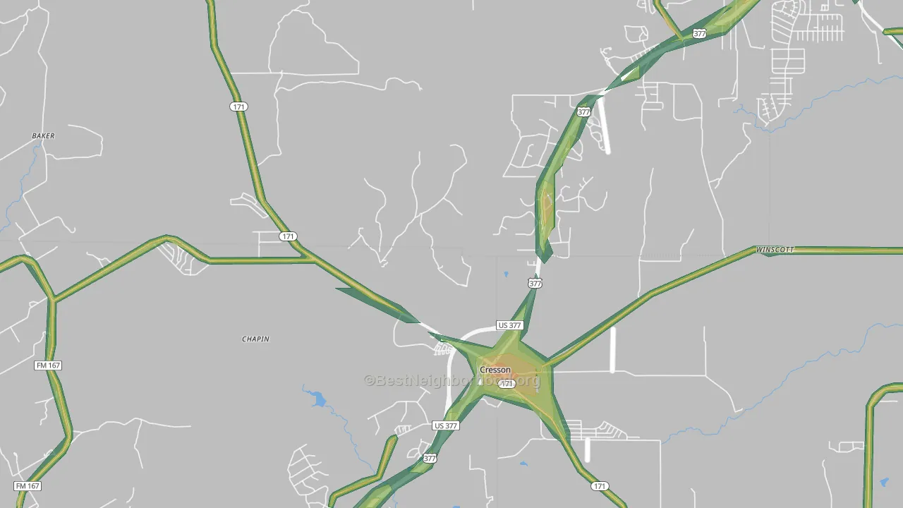 76035, TX Map of Noise Levels in 76035