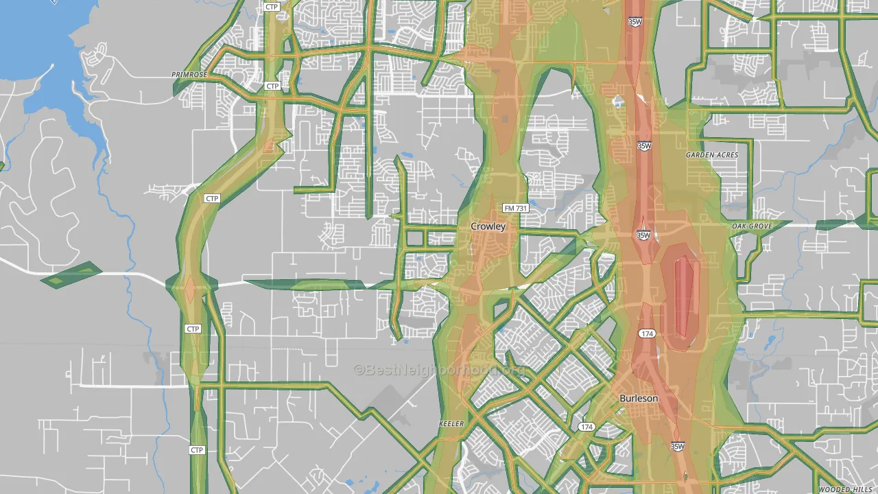 76036, TX Map of Noise Levels in 76036