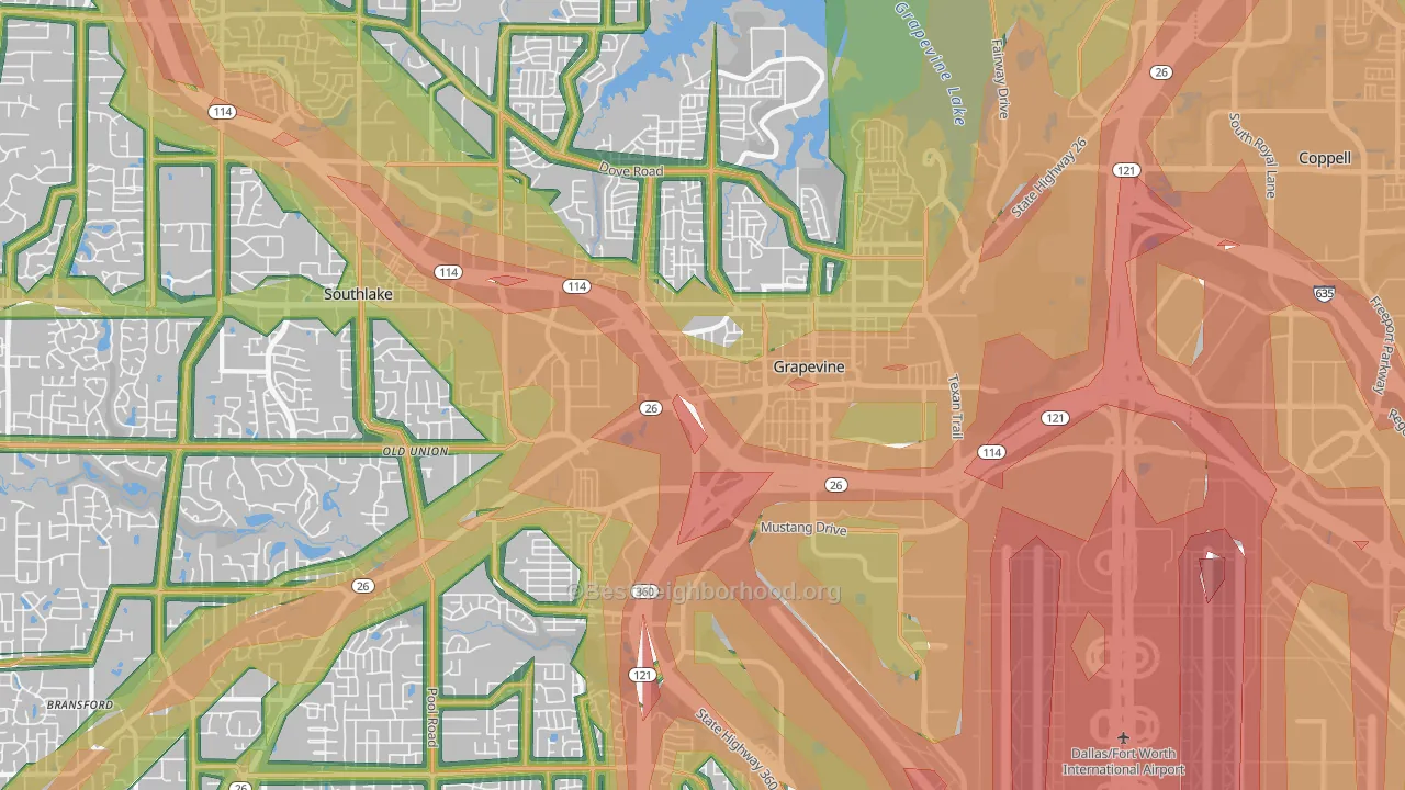 76051, TX Map of Noise Levels in 76051
