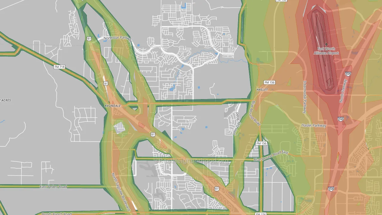 76052, TX Map of Noise Levels in 76052