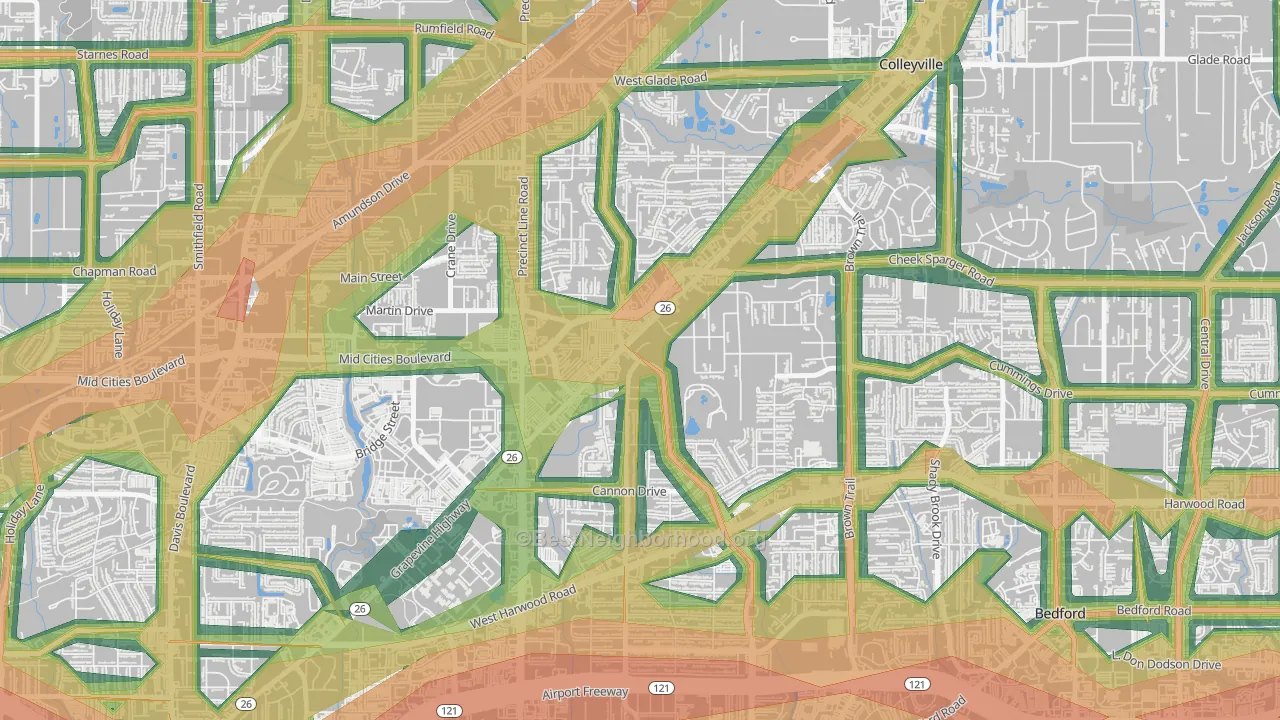 76054, TX Map of Noise Levels in 76054