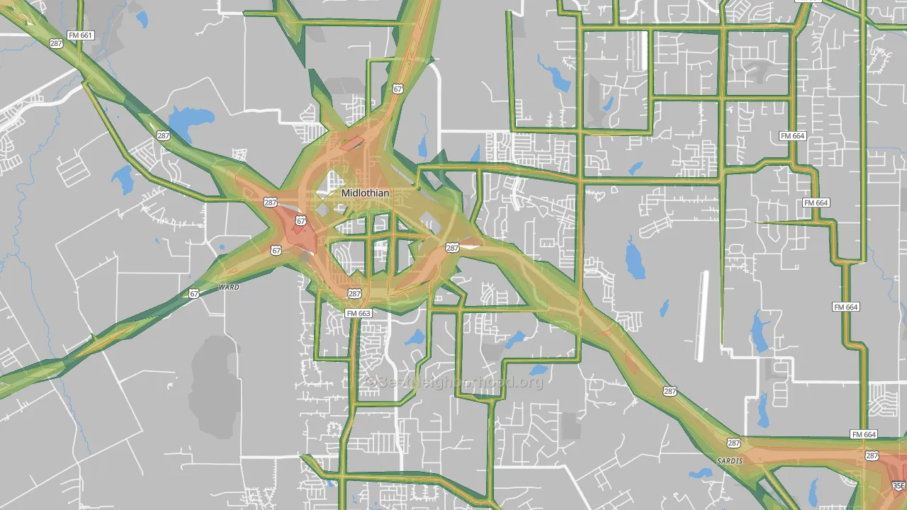 76065, TX Map of Noise Levels in 76065