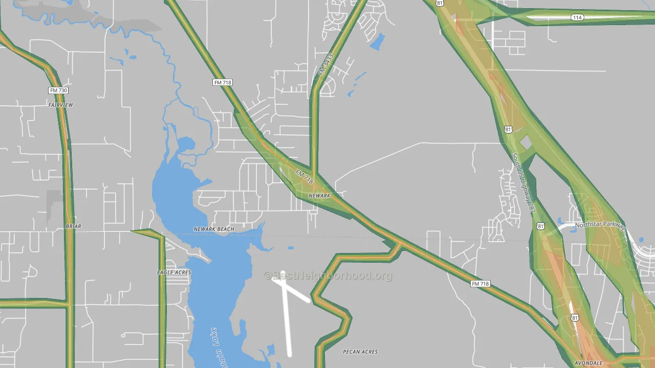 76071, TX Map of Noise Levels in 76071