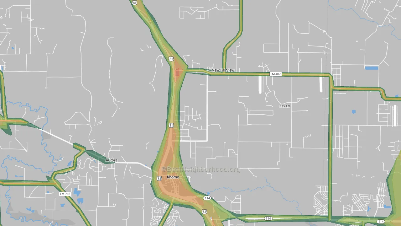 76078, TX Map of Noise Levels in 76078