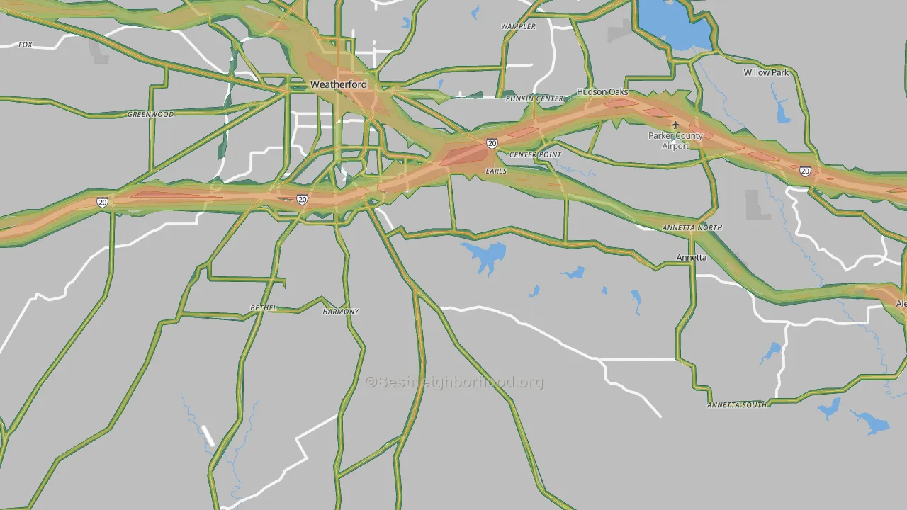 76087, TX Map of Noise Levels in 76087