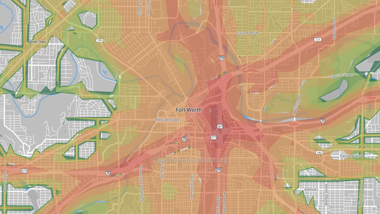 76102, TX Map of Noise Levels in 76102