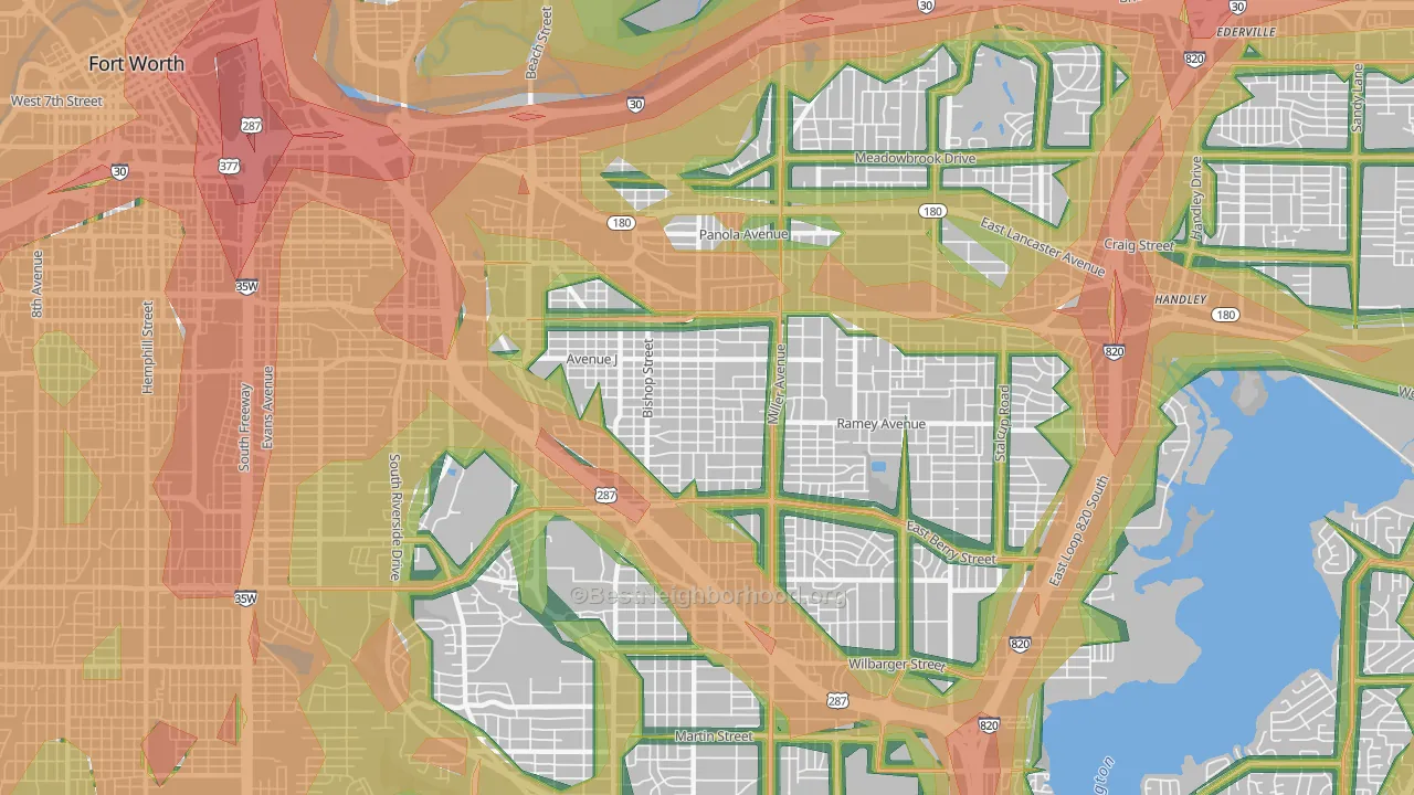 76105, TX Map of Noise Levels in 76105