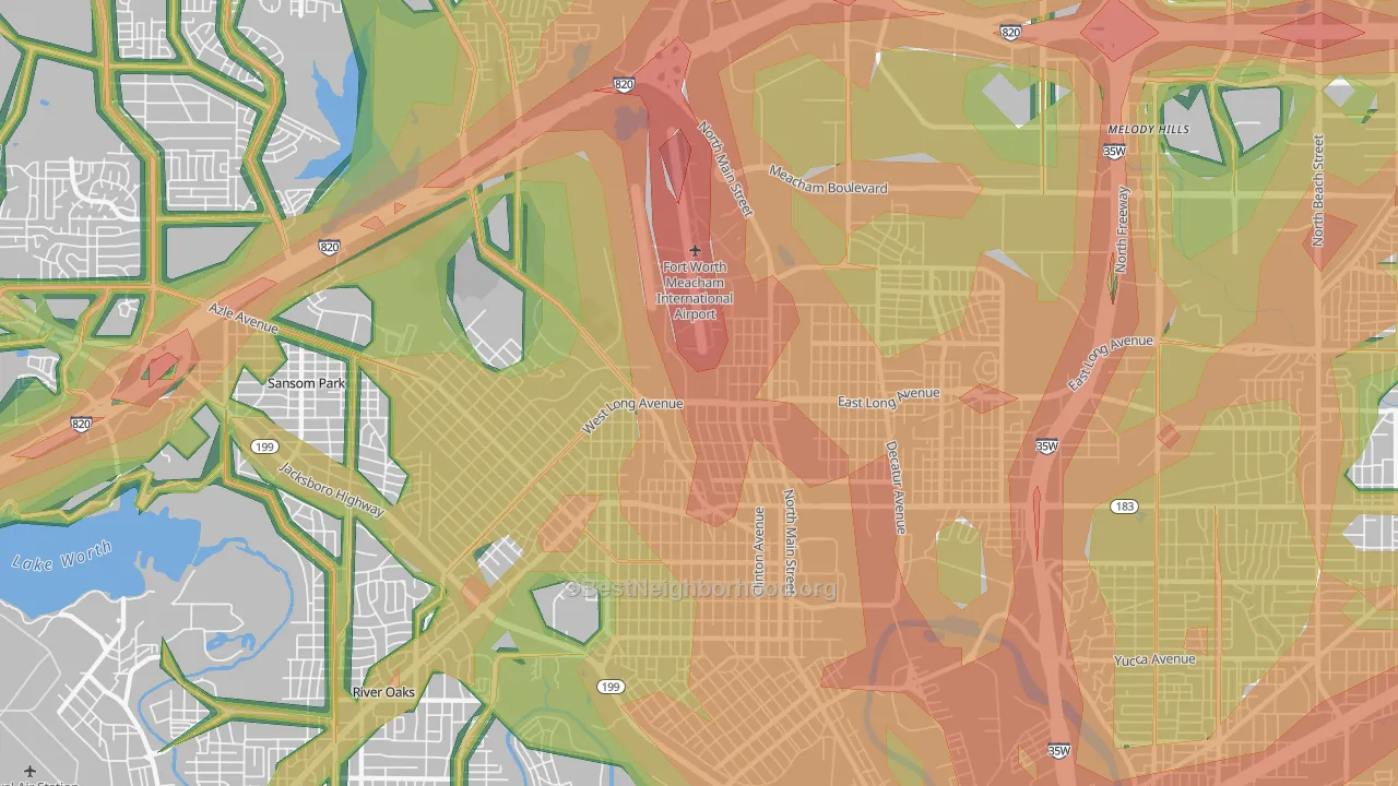 76106, TX Map of Noise Levels in 76106
