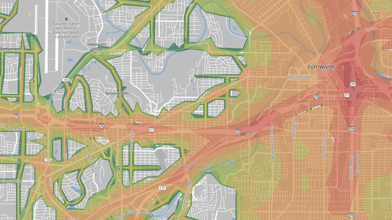 76107, TX Map of Noise Levels in 76107