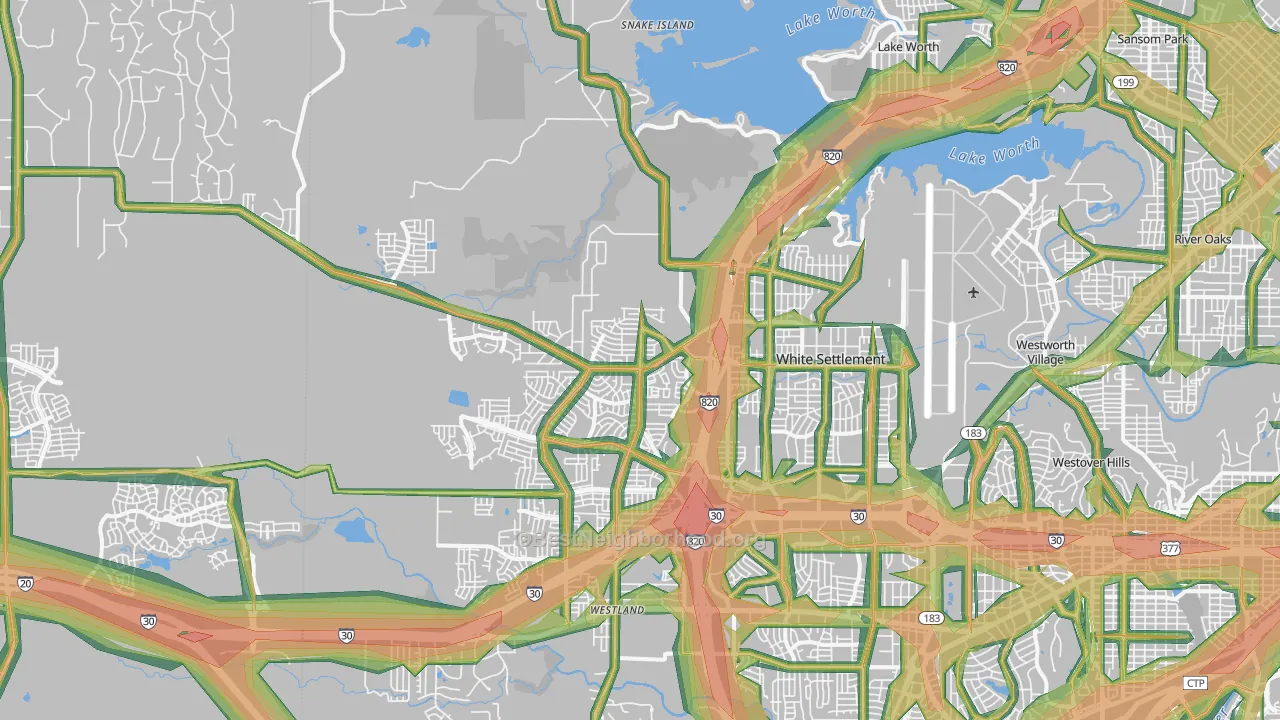 76108, TX Map of Noise Levels in 76108