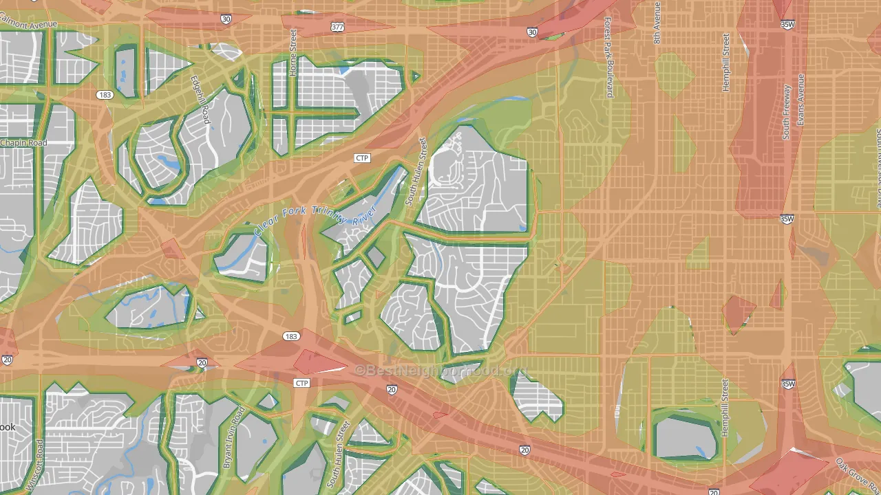 76109, TX Map of Noise Levels in 76109