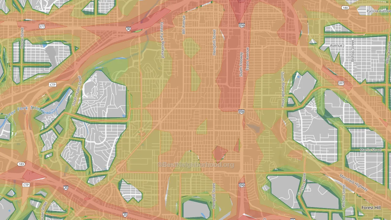 76110, TX Map of Noise Levels in 76110