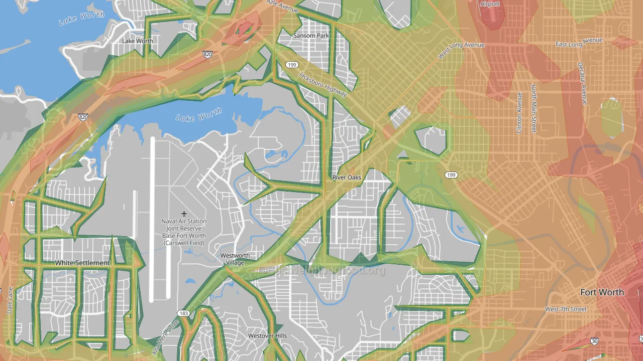 76114, TX Map of Noise Levels in 76114