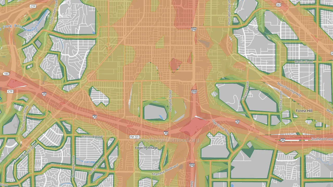 76115, TX Map of Noise Levels in 76115