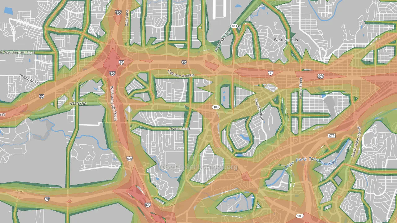 76116, TX Map of Noise Levels in 76116