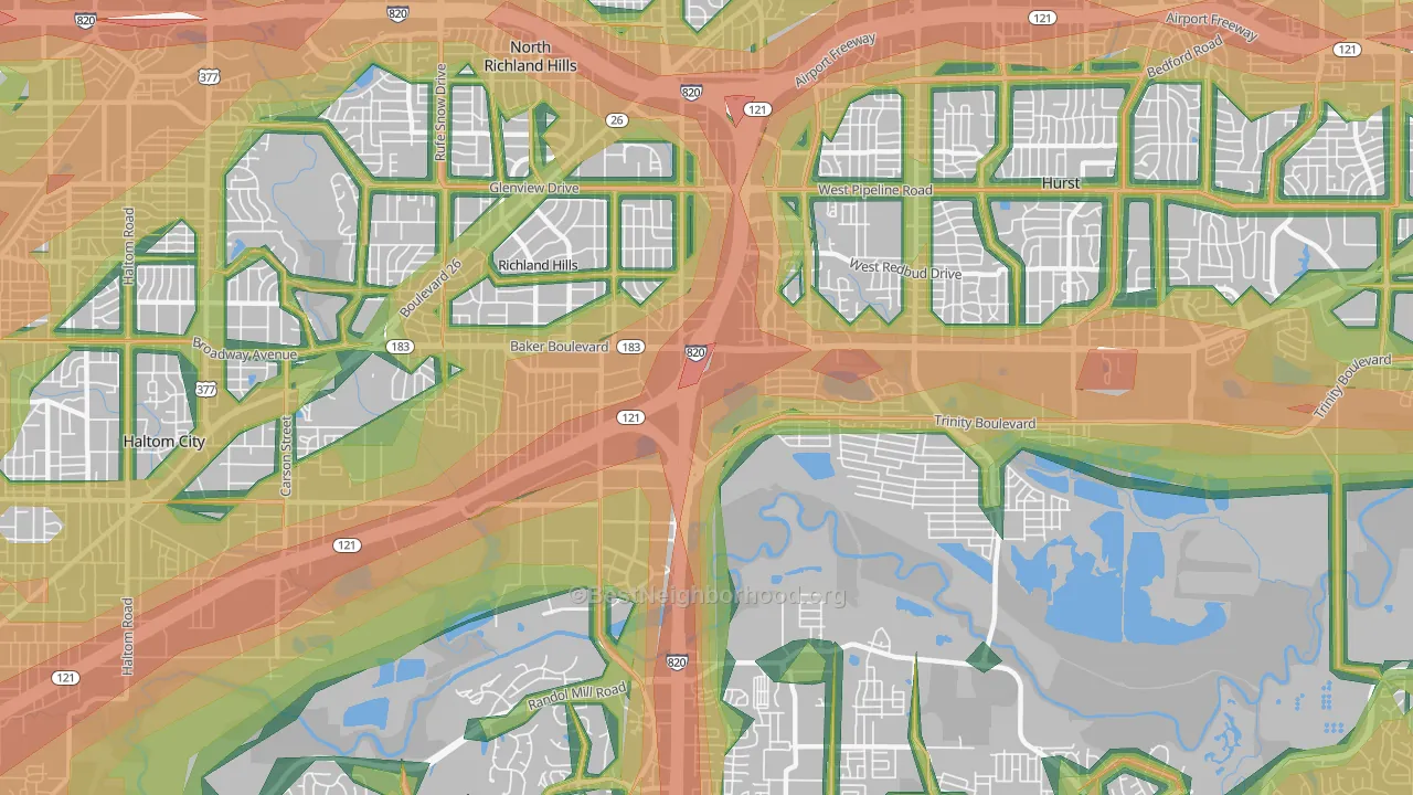 76118, TX Map of Noise Levels in 76118