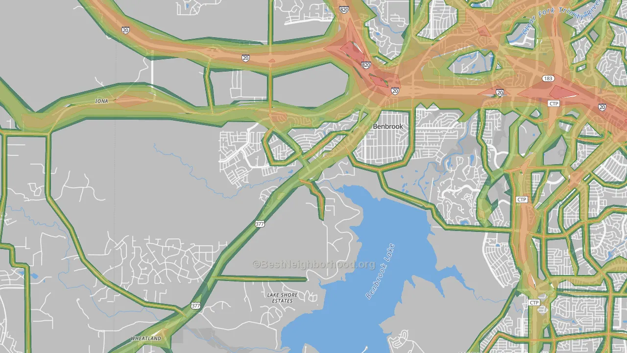 76126, TX Map of Noise Levels in 76126