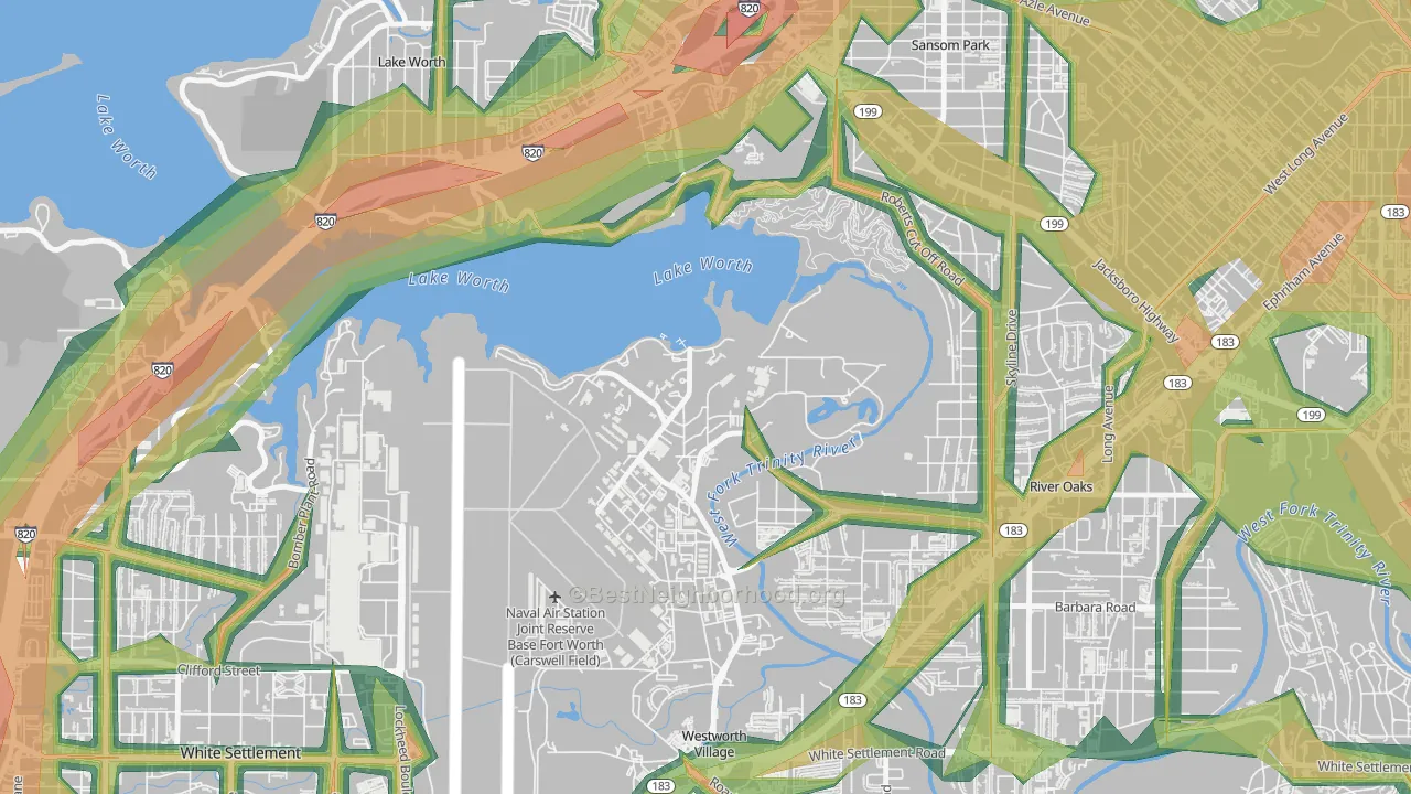 76127, TX Map of Noise Levels in 76127
