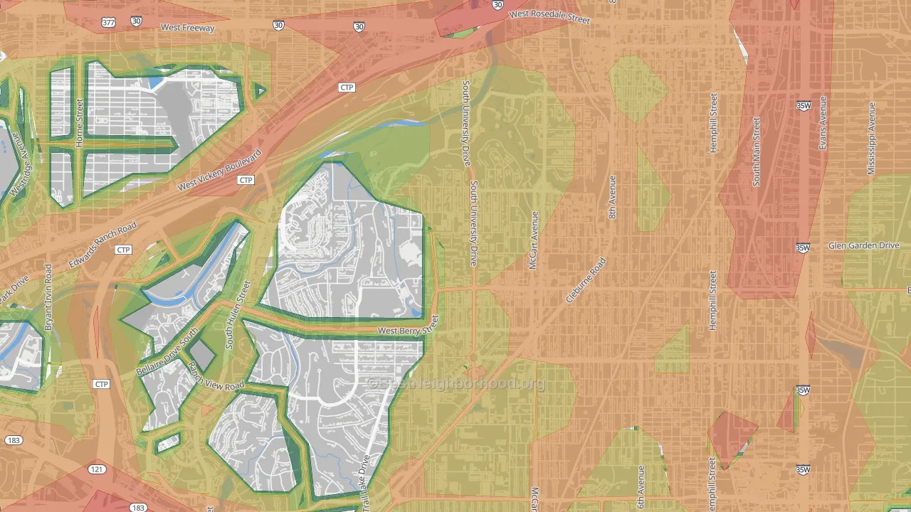 76129, TX Map of Noise Levels in 76129
