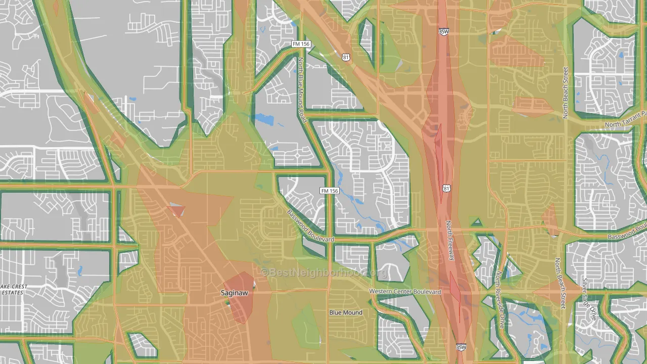 76131, TX Map of Noise Levels in 76131