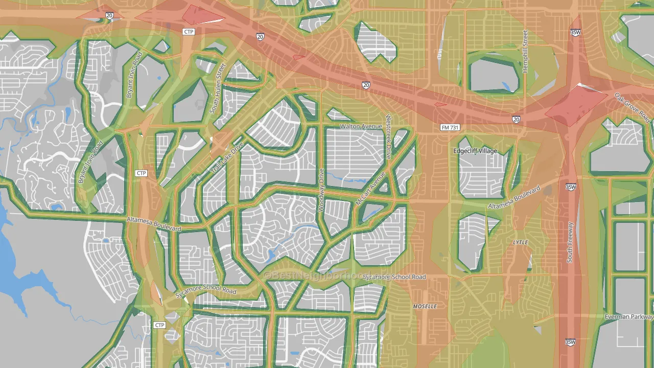 76133, TX Map of Noise Levels in 76133