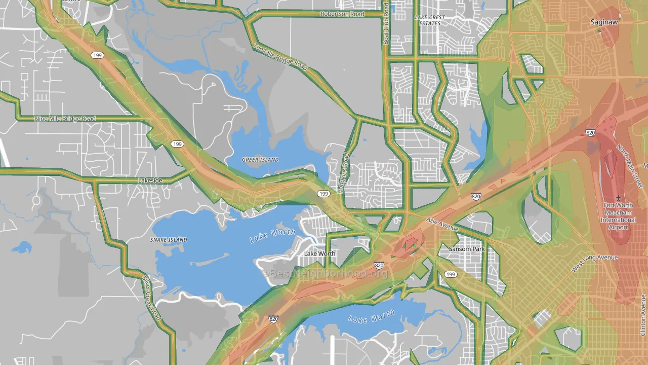 76135, TX Map of Noise Levels in 76135