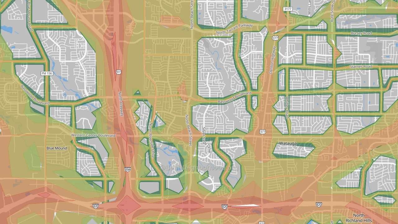 76137, TX Map of Noise Levels in 76137