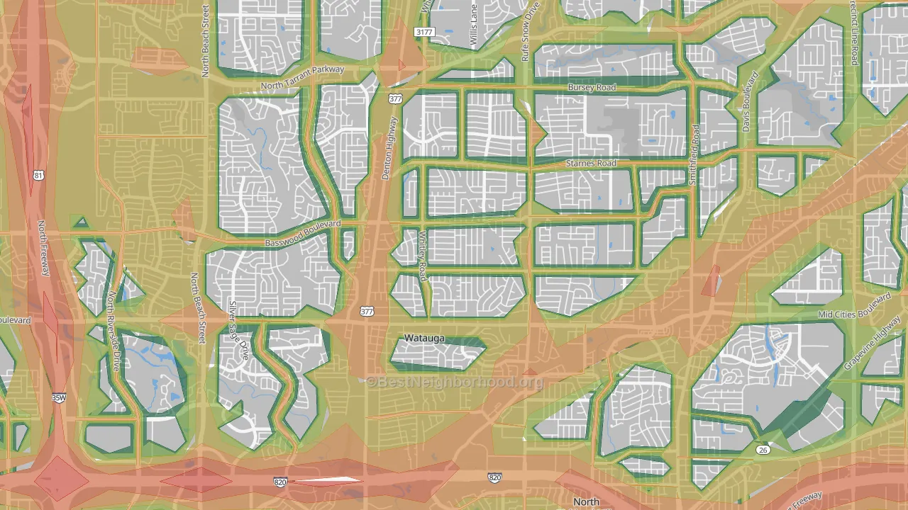 76148, TX Map of Noise Levels in 76148