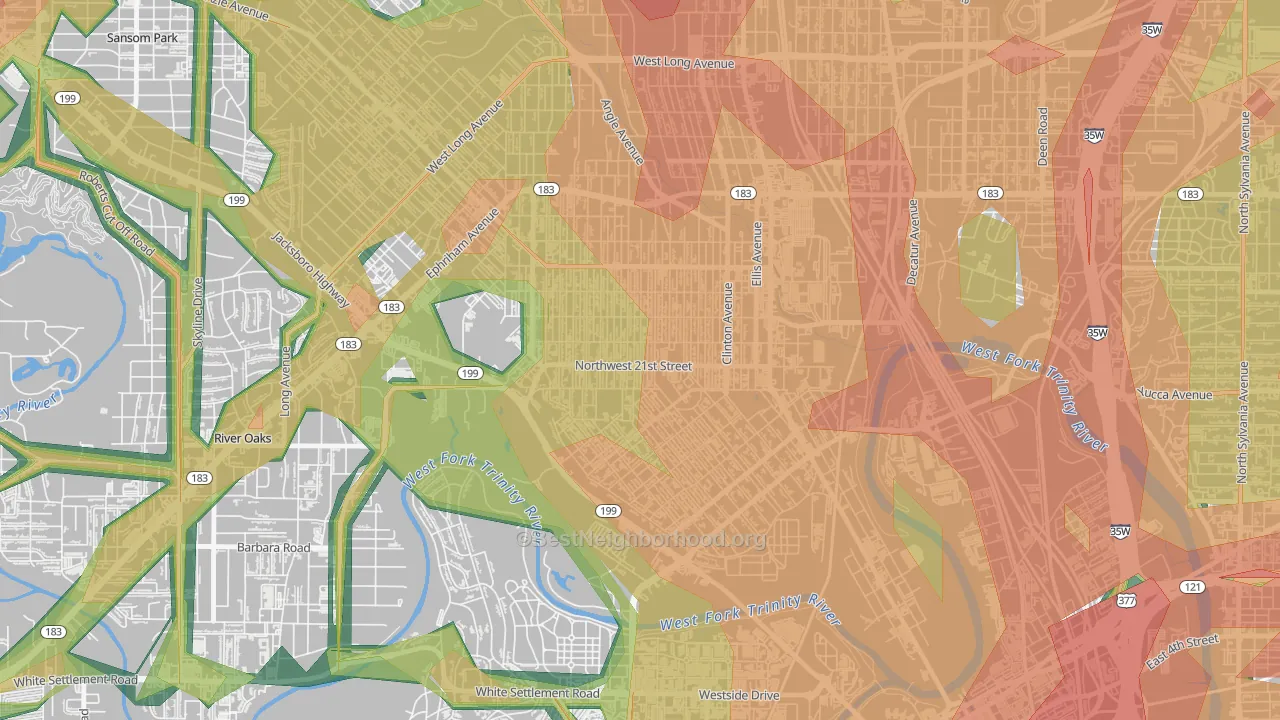 76164, TX Map of Noise Levels in 76164