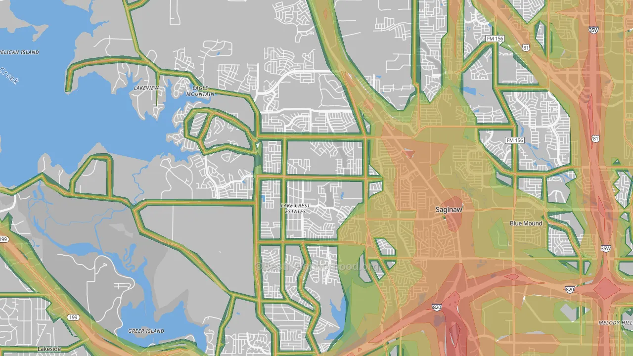 76179, TX Map of Noise Levels in 76179