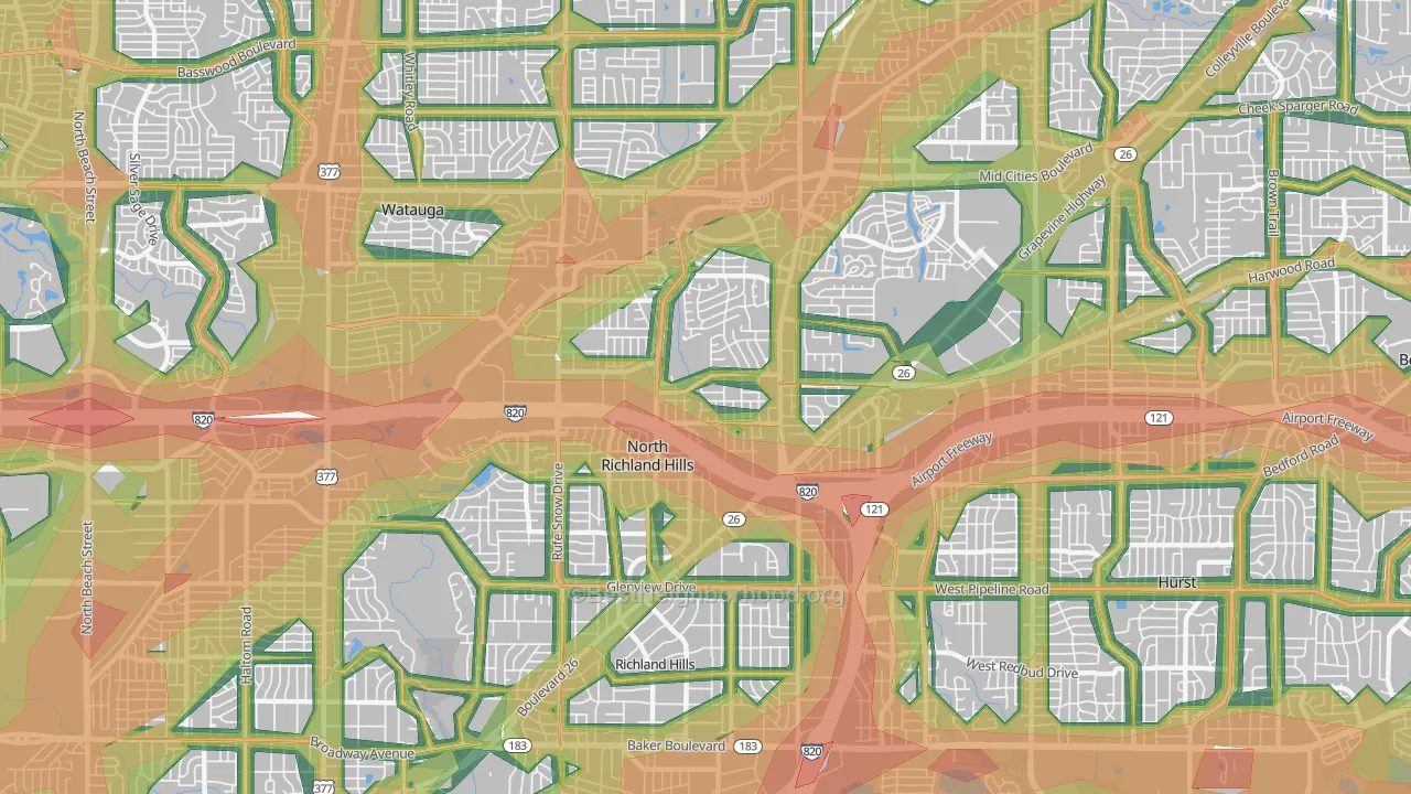 76180, TX Map of Noise Levels in 76180